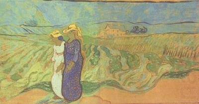 Vincent Van Gogh Two Women Crossing the Fields (nn04) china oil painting image